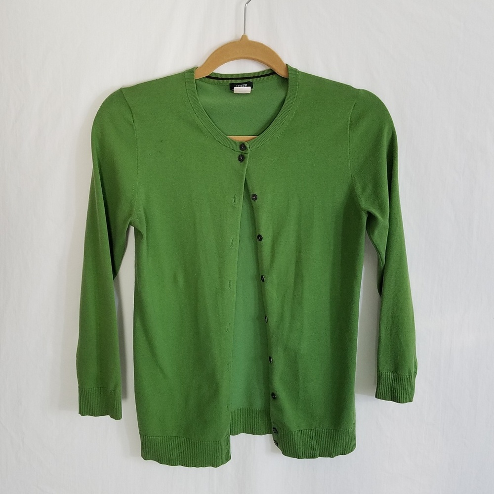 J. Crew Green Cardigan Soft 3/4 sleeve
